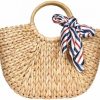 YYW Tote Handbags | Yyw Straw Bags For Women,Hand-Woven Straw Large Rattan Bag Round Handle Ring Tote Retro Summer Beach Rattan Bag