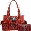 Cowgirl Trendy Tote Handbags | Western Style Cowgirl Woven Fringe Crocodile Gorgeous Purse Conchos Tote Country Women Handbag Shoulder Bags Wallet Set