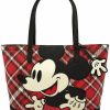 Loungefly Tote Handbags | Loungefly X Mickey Mouse Tartan Plaid Tote Bag Purse (One Size, Multicolored)