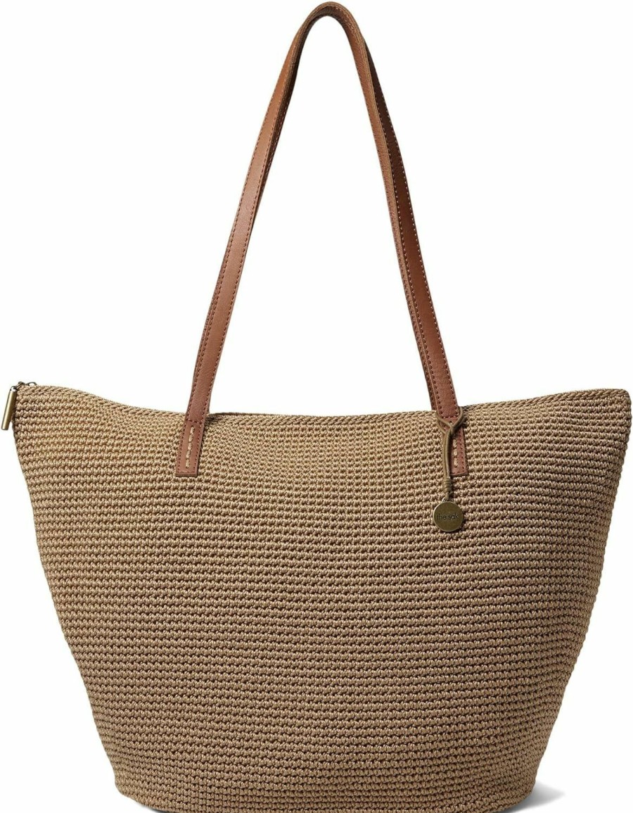 The Sak Tote Handbags | The Sak Faye Tote In Crochet, Double Shoulder Straps, Bamboo