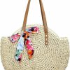 Malocids Tote Handbags | Malocids Straw Bag Round Summer Large Woven Beach Bag Purse Handle Shoulder Bag For Women Vacation Tote Handbags