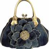 Alice Fan Tote Handbags | Flower Denim Tote Bag Women'S Handbags Jeans Purse Shoulder Bag Crossbody Bag Evening Party Bag