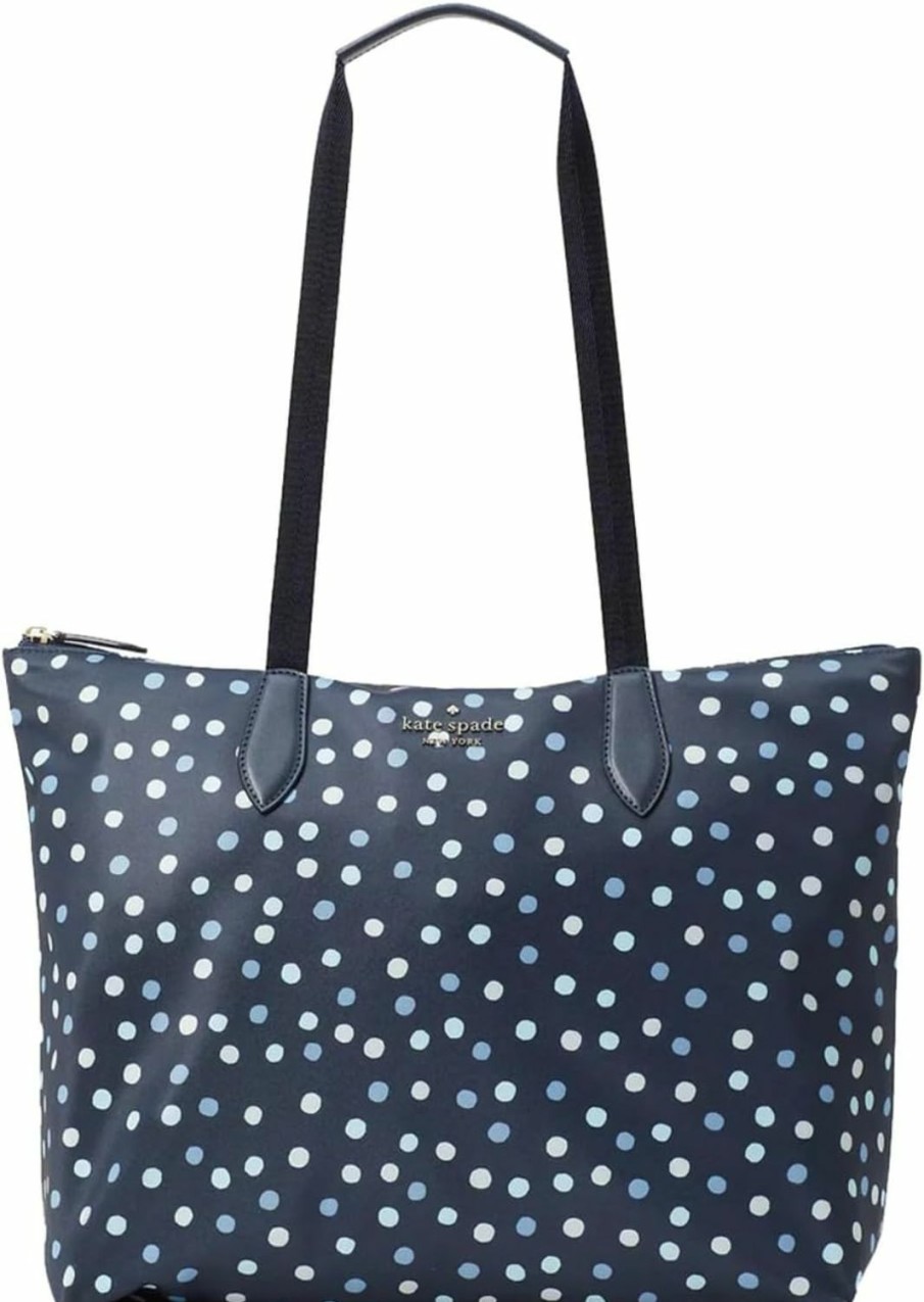 Kate Spade New York Tote Handbags | Kate Spade New York Mel Nylon Packable Tote - Blue Multi Polka Dot (Blue Multi Polka Dot)