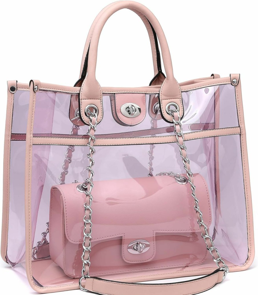 MARCO M KELLY Tote Handbags | Large Clear Tote Bags For Women Stadium Approved Top Handle Transparent Purse For Work 2 In 1 Pvc Shoulder Crossbody Bag