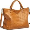 Kattee Tote Handbags | Kattee Woven Bag For Women, Genuine Leather Tote Bag Large Handbag And Purse Retro Handmade Shoulder Bag