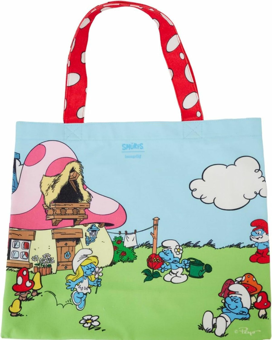 Loungefly Tote Handbags | Loungefly The Smurfs Village Life Canvas Tote Bag