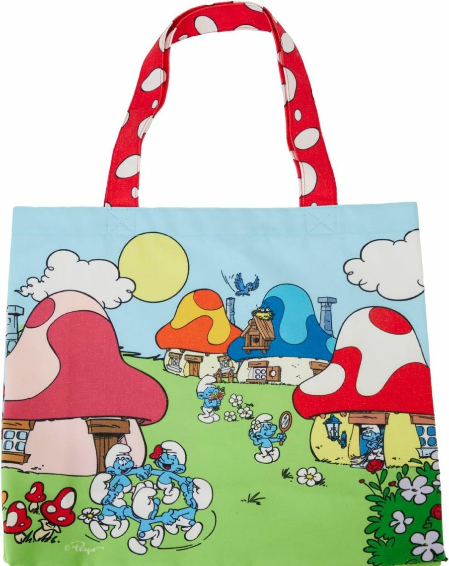 Loungefly Tote Handbags | Loungefly The Smurfs Village Life Canvas Tote Bag