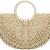 Gets Tote Handbags | Gets Handwoven Rattan Top-Handle Bag For Women Bohemian Round Straw Tote Bag Beach Large Carrying Handbag