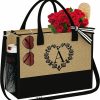 YOOLIFE Tote Handbags | Yoolife Initial Jute Tote Bag For Women Beach Bag Tote With Zipper Adjustable Strap Bridesmaid Gifts Birthday Gifts For Women