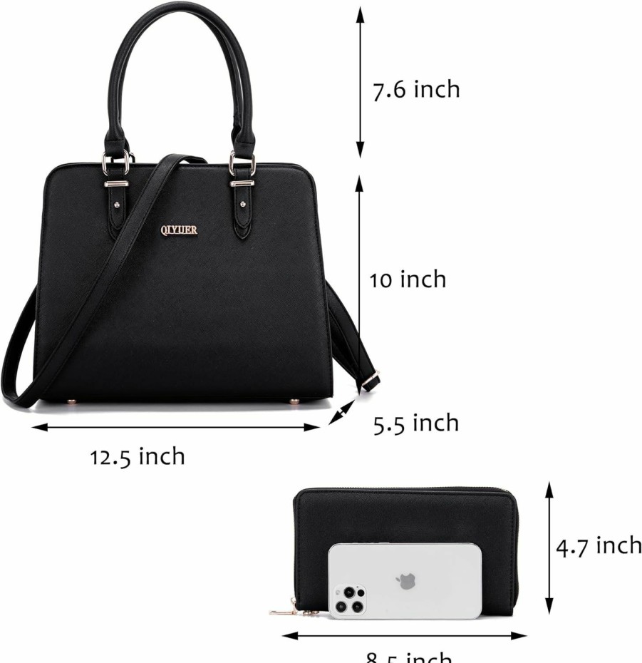 Qiyuer Tote Handbags | Qiyuer Satchel Purses For Women Top Handle Bag Purse And Wallet Set Work Tote Bags 2Pcs