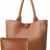 MELOLILA Tote Handbags | Melolila Woven Leather Handbags Large Woven Tote Bag For Women Fashion Woven Purse Vegan Leather Tote