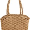 Teeya Tote Handbags | Women'S Classic Straw Summer Beach Shoulder Bag Handbag Tote With Pu Leather Straps Handmade Purse