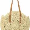 XMLMRY Tote Handbags | Straw Handbags Women Handwoven Round Corn Straw Bags Natural Chic Hand Large Summer Beach Tote Woven Handle Shoulder Bag