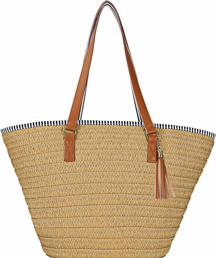 Youjaree Tote Handbags | Womens Large Straw Shoulder Bag Beach Tote Handbag Purse With Tassel For Summer