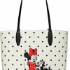 Kate Spade New York Tote Handbags | Kate Spade X Disney Minnie Mouse Large Reversible Leather Tote Purse(White Multi)