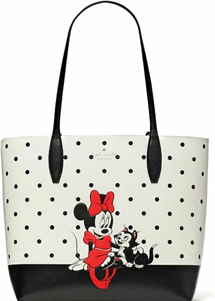 Kate Spade New York Tote Handbags | Kate Spade X Disney Minnie Mouse Large Reversible Leather Tote Purse(White Multi)