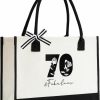 Crisky Tote Handbags | Crisky 70Th Birthday Gifts For Women Canvas Tote Bag 70 & Fabulous Beach Bag For Wife/Sister/Mom/Aunt/Friends 70Th Birthday Gifts,17\" X 12\" X 7\"