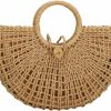 FENBEN Tote Handbags | Straw Bag For Women Large Woven Bag Round Handle Ring Tote Retro Purse Hobo Summer Beach Bag