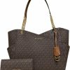 Michael Kors Tote Handbags | Michael Kors Jet Set Travel Large Chain Shoulder Tote Bundled With Trifold Wallet (Brown Mk 2021)