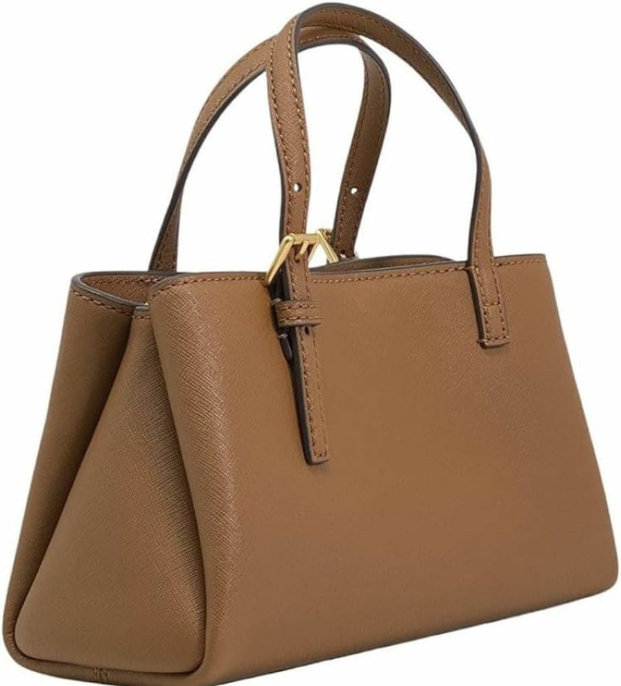 Tory Burch Tote Handbags | Tory Burch 143394 Emerson Moose Brown With Gold Hardware Leather Women'S Mini Tote Bag