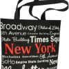 City-Souvenirs Tote Handbags | New York City Tote Bag Black Canvas 100% Cotton Red Nyc Fashion Tote 14 Inches