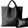 Ann Bully Tote Handbags | Woven Bag For Women, Vegan Leather Tote Bag Large Summer Beach Travel Handbag And Purse Retro Handmade Shoulder Bag