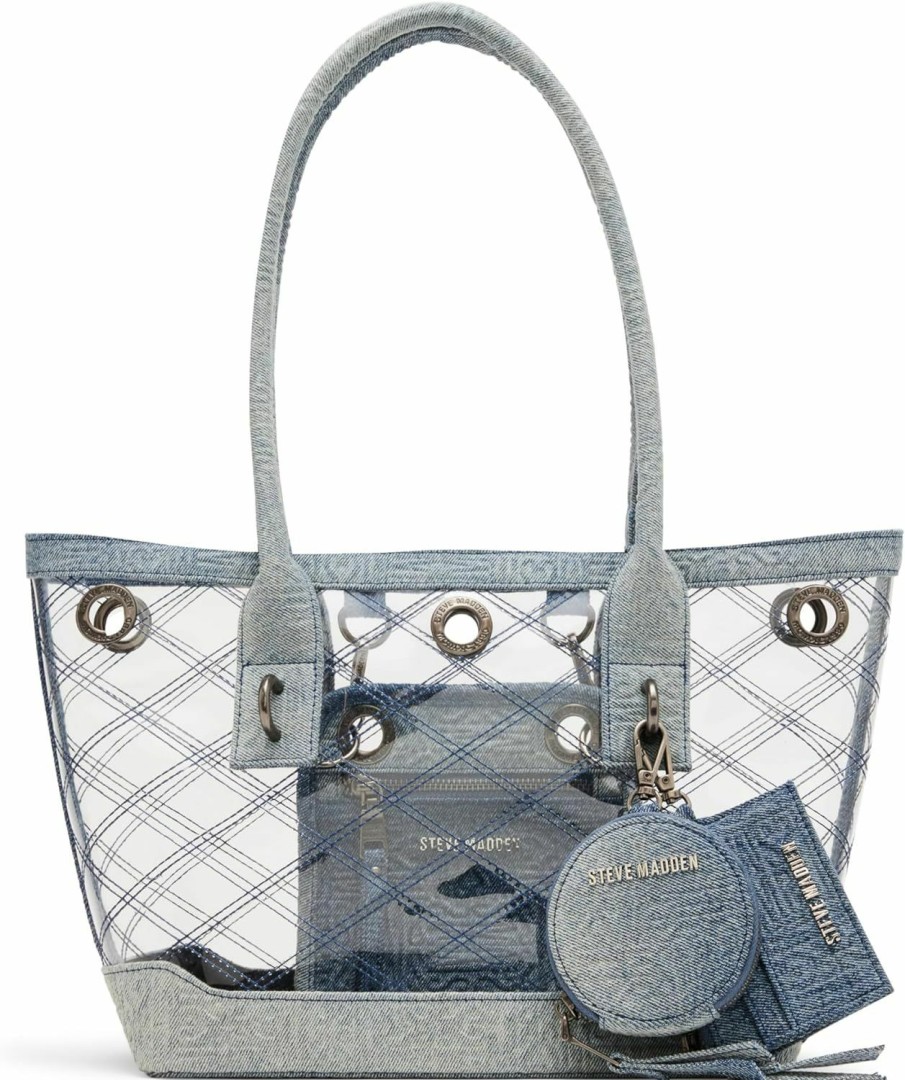 Steve Madden Tote Handbags | Steve Madden Bcameron Clear Tote, Blue