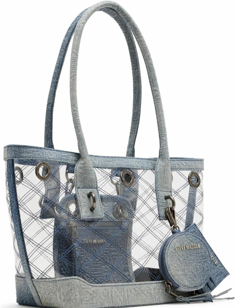 Steve Madden Tote Handbags | Steve Madden Bcameron Clear Tote, Blue