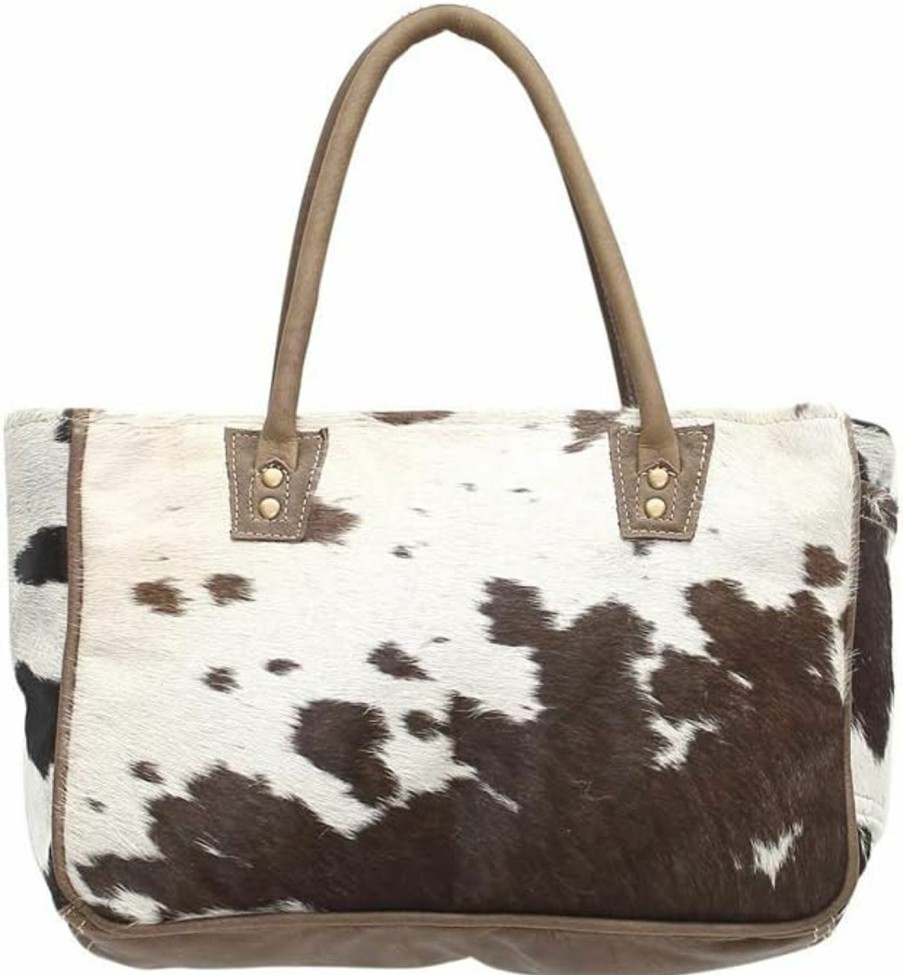 Myra Bag Tote Handbags | Myra Bags Bucket Genuine Leather With Animal Print Tote, Brown, Size One_Size, Tan, Khaki, Brown, One_Size