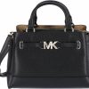 Michael Kors Tote Handbags | Michael Kors Reed Small Center Zip Logo Belted Satchel Crossbody Black Leather