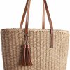 YXILEE Tote Handbags | Yxilee Straw Bags For Women | M Size Travel Straw Totes Bag Woven Summer Handmade Shoulder Bag Handbag