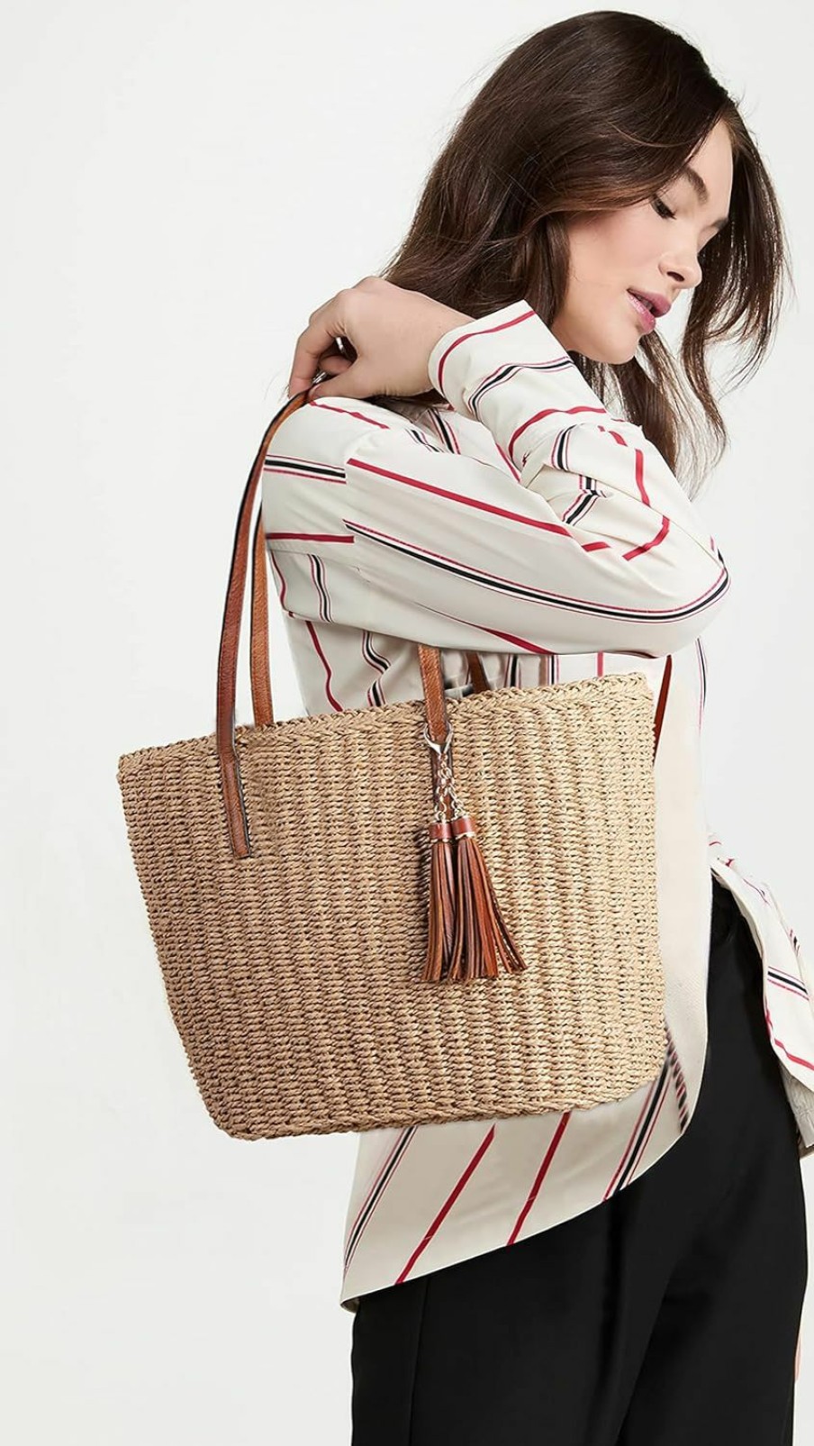 YXILEE Tote Handbags | Yxilee Straw Bags For Women | M Size Travel Straw Totes Bag Woven Summer Handmade Shoulder Bag Handbag