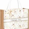 Crisky Tote Handbags | Crisky 50Th Birthday Gifts For Women Wildflower Canvas Tote Bag Vintage 1974 Beach Bag For Wife/Sister/Mom/Aunt/Friends 50Th Birthday Gifts,17\" X 12\" X 7\"