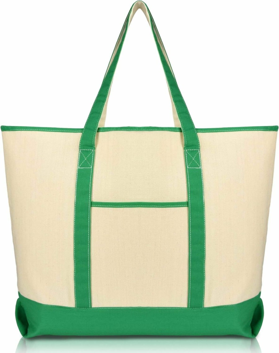 DALIX Tote Handbags | Dalix 22\" Open Top Heavy Duty Deluxe Tote Bag With Outer Pocket In Green