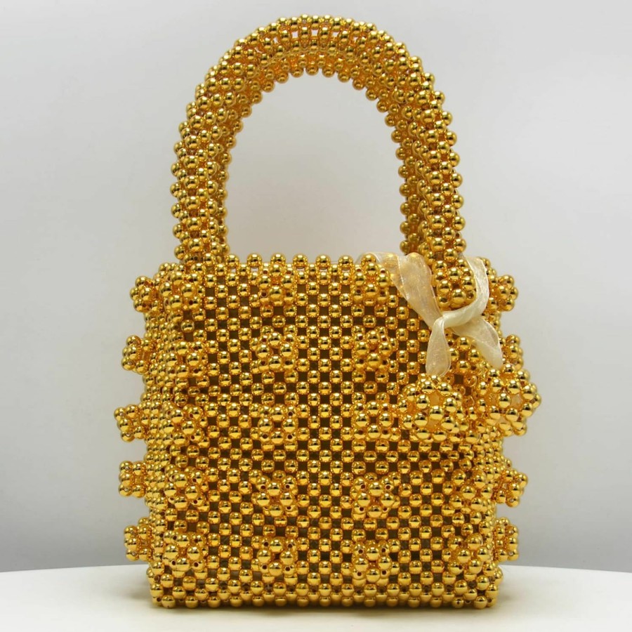 Miuco Tote Handbags | Miuco Womens Beaded Handbags Handmade Weave Crystal Pearl Tote Bags