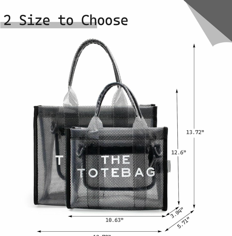 IwIeIaIrI Tote Handbags | Clear Tote Bag For Women - Pvc The Tote Bag Crossbody Bags Zipper Closure For Stadium, Travel, Beach