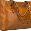 S-ZONE Tote Handbags | S-Zone Women Vintage Genuine Leather Tote Shoulder Bag Handbag Upgraded Version Medium