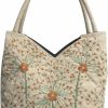 HCRAFT Tote Handbags | Hcraft Embroidered Handbags For Women, Large Beads Flower Shoulder Tote Bag With Zipper Fabric Hobo Bags, Mother'S Day Bag