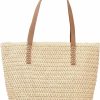 Kehpish Tote Handbags | Large Straw Beach Bag For Womens, Straw Handbag Woven Tote Bag With Zipper Summer Straw Shoulder Bag