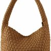 Jinyisong Tote Handbags | Woven Handbag For Woman Vegan Leather Hand Woven Shoulderbag And Purse Small Fashion Shopper Bag