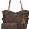 Michael Kors Tote Handbags | Michael Kors Jet Set Travel Large Chain Shoulder Tote Brown Mk Signature Logo Bundled Jet Set Travel Continental Wristlet Brown Signature Mk (Brown)