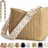 KPX Tote Handbags | Straw Handbags Purses Crossbody Pocketbook Bag Casual Woven Beach Bags Summer Hobo Hippie Chic Tote Bags With Chain