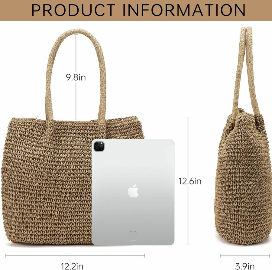 Kiss Sea Tote Handbags | Kiss Sea Straw Beach Bag The Tote Bag For Women Weekender Bags Beach Shoulder Extra Large Beach Raffia Bag Straw Purses