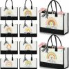 Sweetude Tote Handbags | Sweetude 10 Pack Teacher Appreciation Gift Bulk Teachers Day Gifts Rainbow Canvas Tote Beach Bag For Women Holiday Christmas