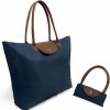 TELO Tote Handbags | Tote Top Handle Bag,Lightweight Packable Stylish Handbag Foldable Zipper Travel Shoulder Bag For Women -Navy