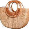 JOLLQUE Tote Handbags | Jollque Straw Bag For Women,Summer Beach Straw Handbag Purse,Moon Shape Small Tote Bag