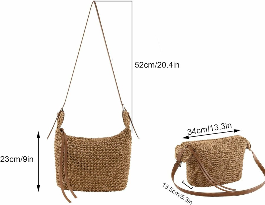 Ayliss Tote Handbags | Ayliss Women Straw Handbag Purse Small Summer Beach Handmade Crossbody Shoulder Tote Handbag Handwoven Beach Straw Bag