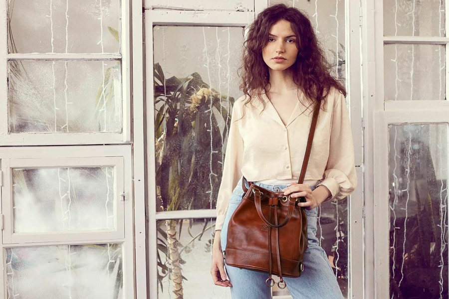 Time Resistance Tote Handbags | Time Resistance Leather Bucket Bag Full Grain Real Leather Tote Bag For Women