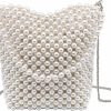 Ayliss Tote Handbags | Ayliss Women Beaded Handbag Pearl Clutch Purse Evening Handbag Crossbody Bucket Pearl Tote Shoulder Bag Top-Handle Chain