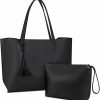 NUBILY Tote Handbags | Tote Bag For Women Leather Purses And Handbags Tassel Shoulder Bag Purse Set 2Pcs